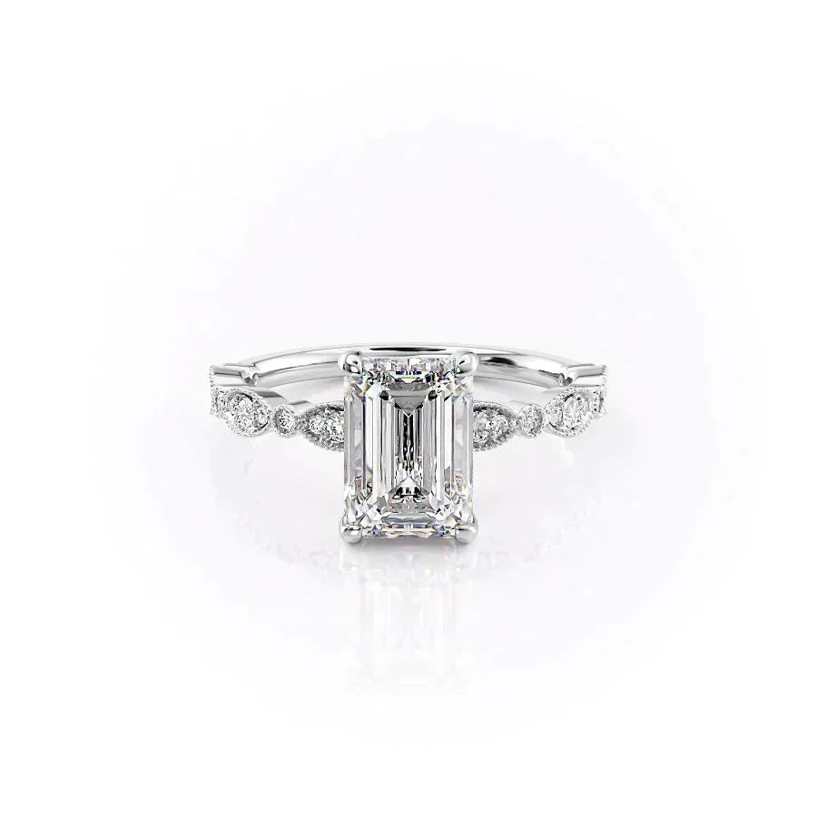 The Jasmine Set With A 3 Carat Emerald Lab Diamond
