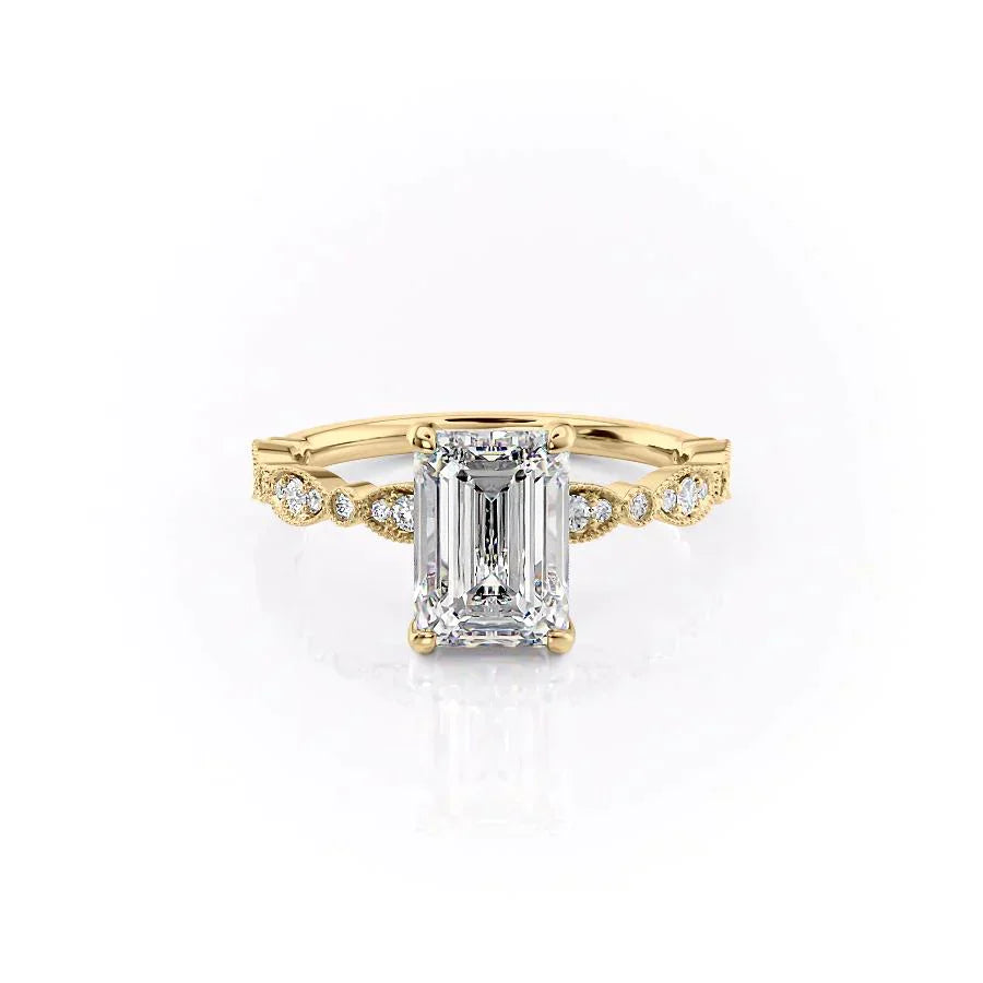 The Jasmine Set With A 1.5 Carat Emerald Lab Diamond