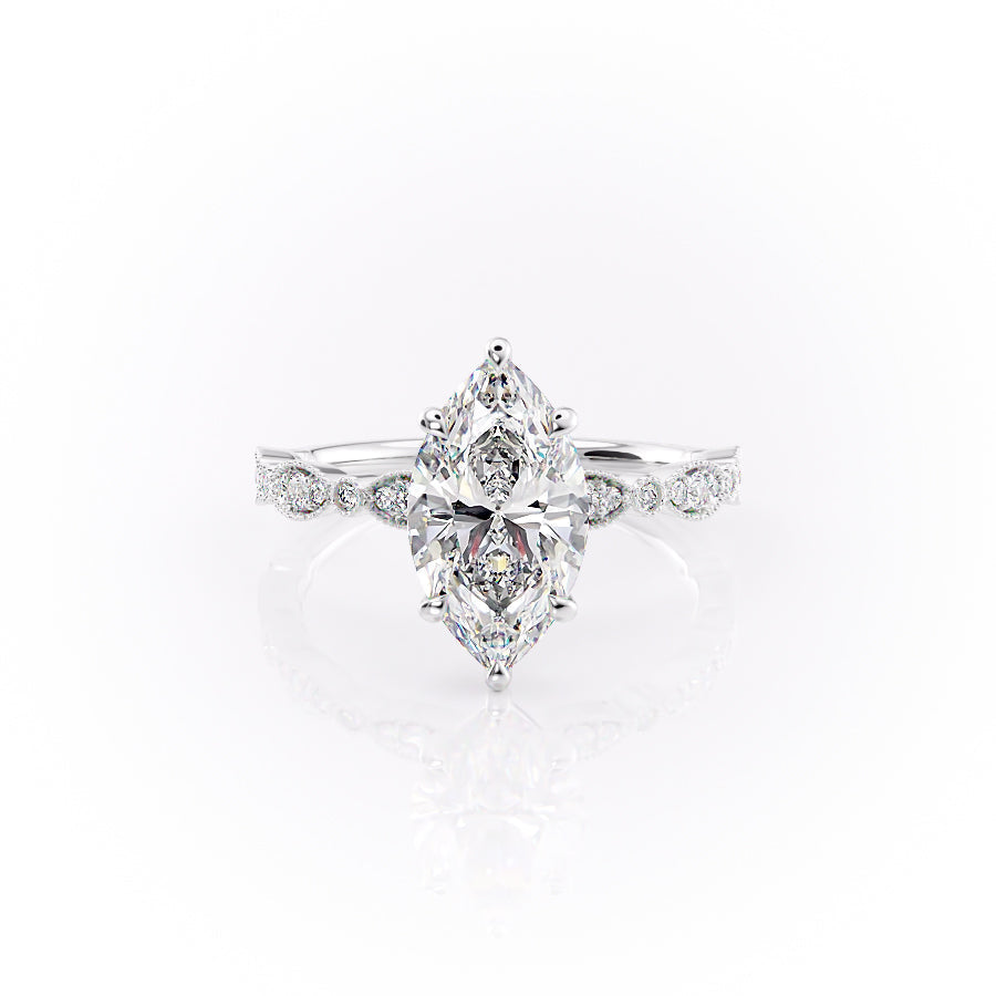 The Jasmine Set With A 3 Carat Marquise Lab Diamond