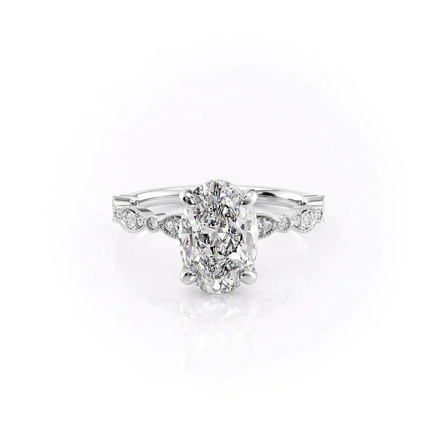 The Jasmine Set With A 3 Carat Oval Lab Diamond