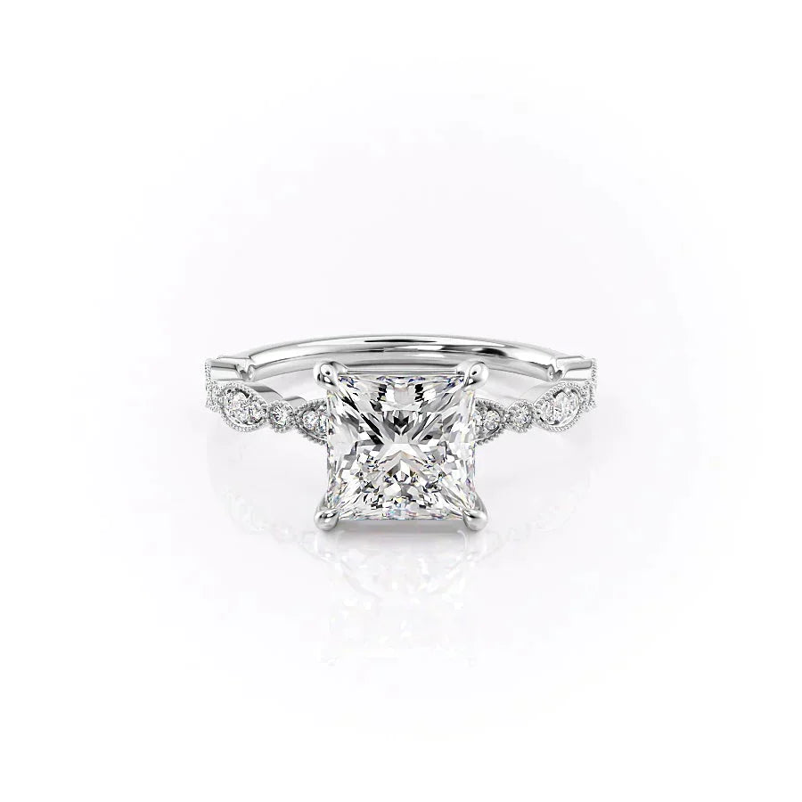 The Jasmine Set With A 1 Carat Princess Lab Diamond