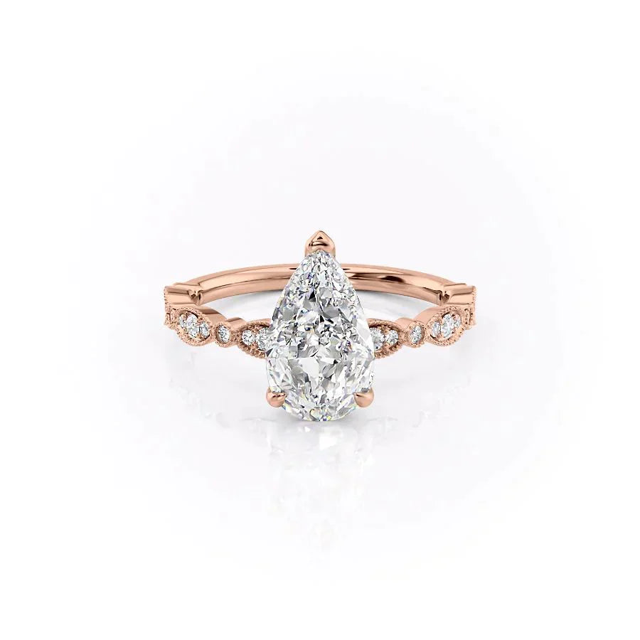 The Jasmine Set With A 2 Carat Pear Lab Diamond