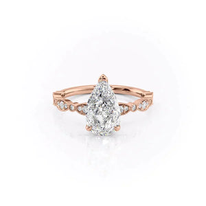 The Jasmine Set With A 2.5 Carat Pear Lab Diamond
