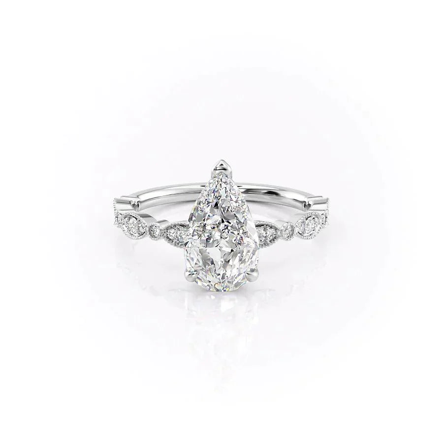 The Jasmine Set With A 1 Carat Pear Lab Diamond