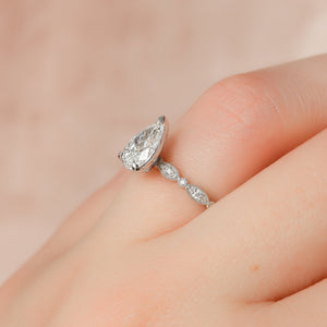 The Jasmine Set With A 2 Carat Pear Lab Diamond