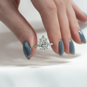 The Jasmine Set With A 1 Carat Pear Lab Diamond