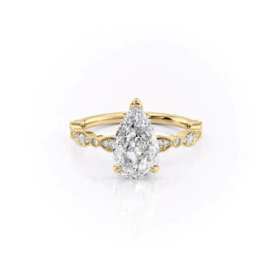 The Jasmine Set With A 1 Carat Pear Lab Diamond