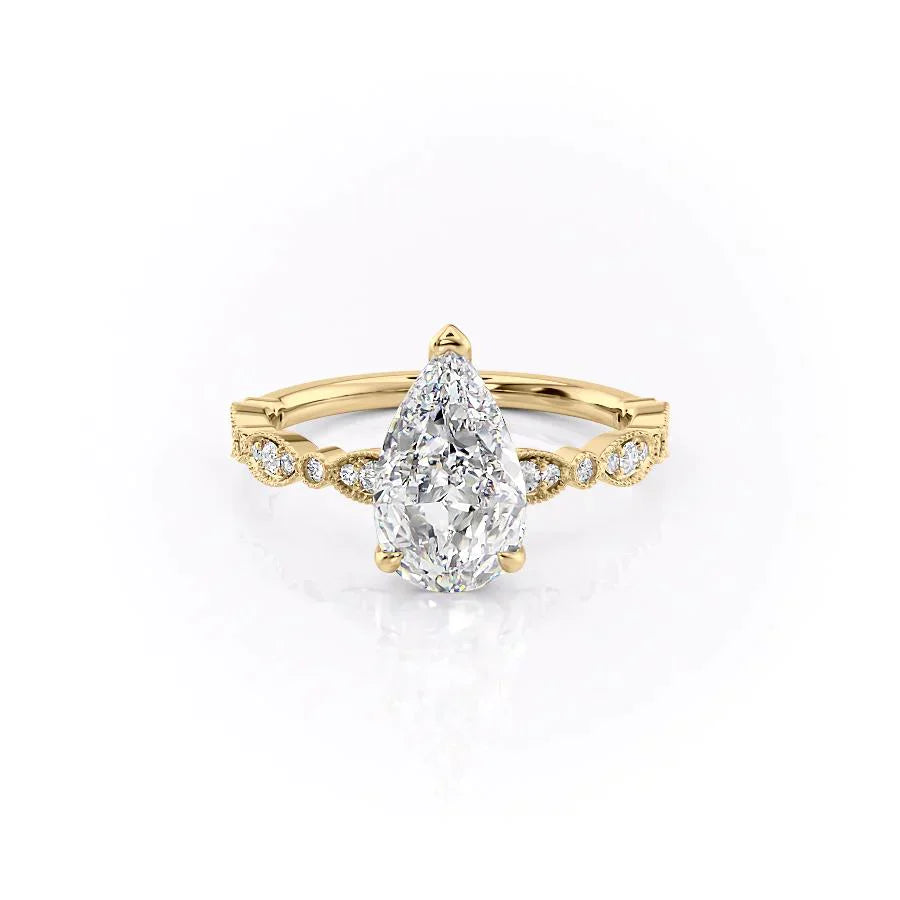 The Jasmine Set With A 1.5 Carat Pear Lab Diamond