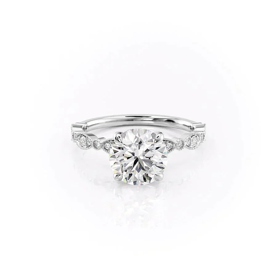 The Jasmine Set With A 2.5 Carat Round Lab Diamond