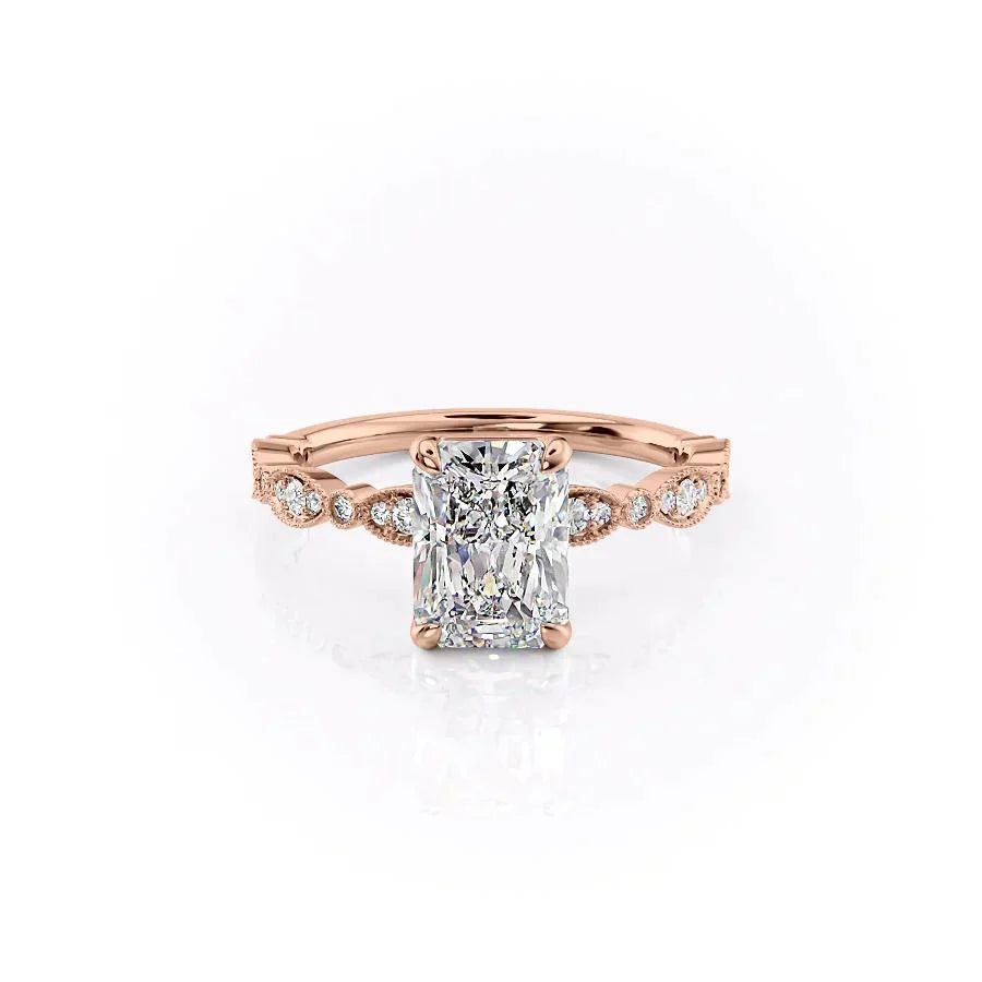 The Jasmine Set With A 1 Carat Radiant Lab Diamond