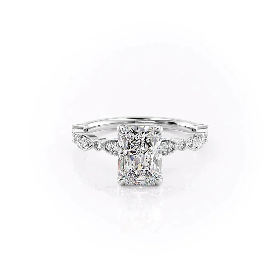 The Jasmine Set With A 1.5 Carat Radiant Lab Diamond