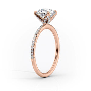 The Pave Petal Kamellie Set With A 5 Carat Elongated Cushion Moissanite