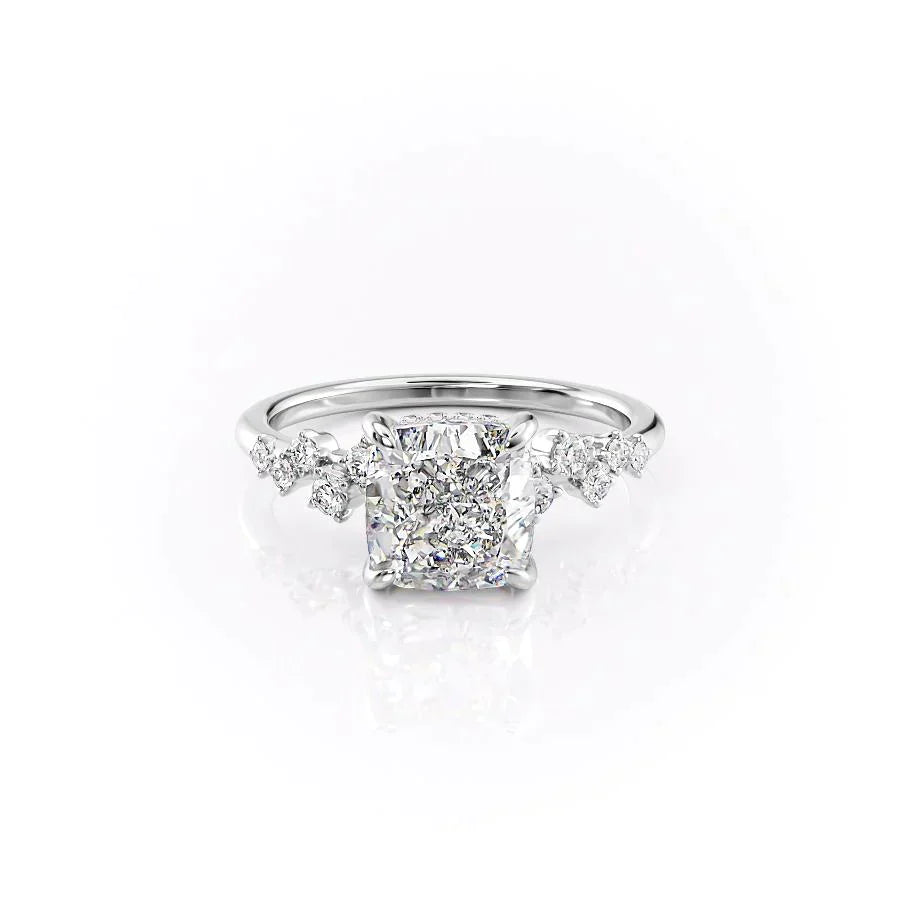 The Mia Set With A 1.5 Carat Cushion Lab Diamond