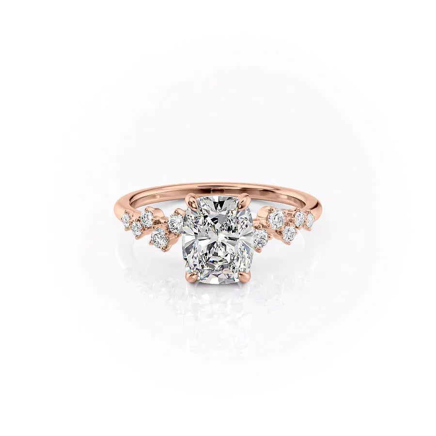 The Mia Set With A 1.5 Carat Elongated Cushion Lab Diamond