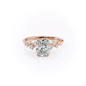 The Mia Set With A 1 Carat Elongated Cushion Lab Diamond