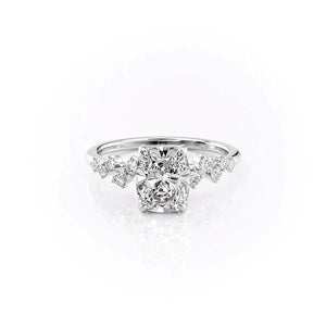The Mia Set With A 1.5 Carat Elongated Cushion Lab Diamond