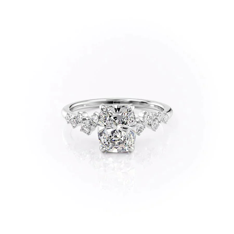 The Mia Set With A 1 Carat Elongated Cushion Lab Diamond
