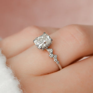 The Mia Set With A 1 Carat Elongated Cushion Lab Diamond