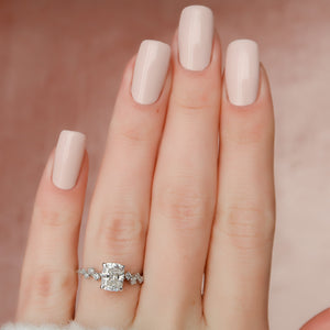 The Mia Set With A 2 Carat Elongated Cushion Lab Diamond