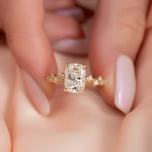 The Mia Set With A 2 Carat Elongated Cushion Lab Diamond