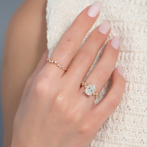 The Mia Set With A 2 Carat Elongated Cushion Lab Diamond
