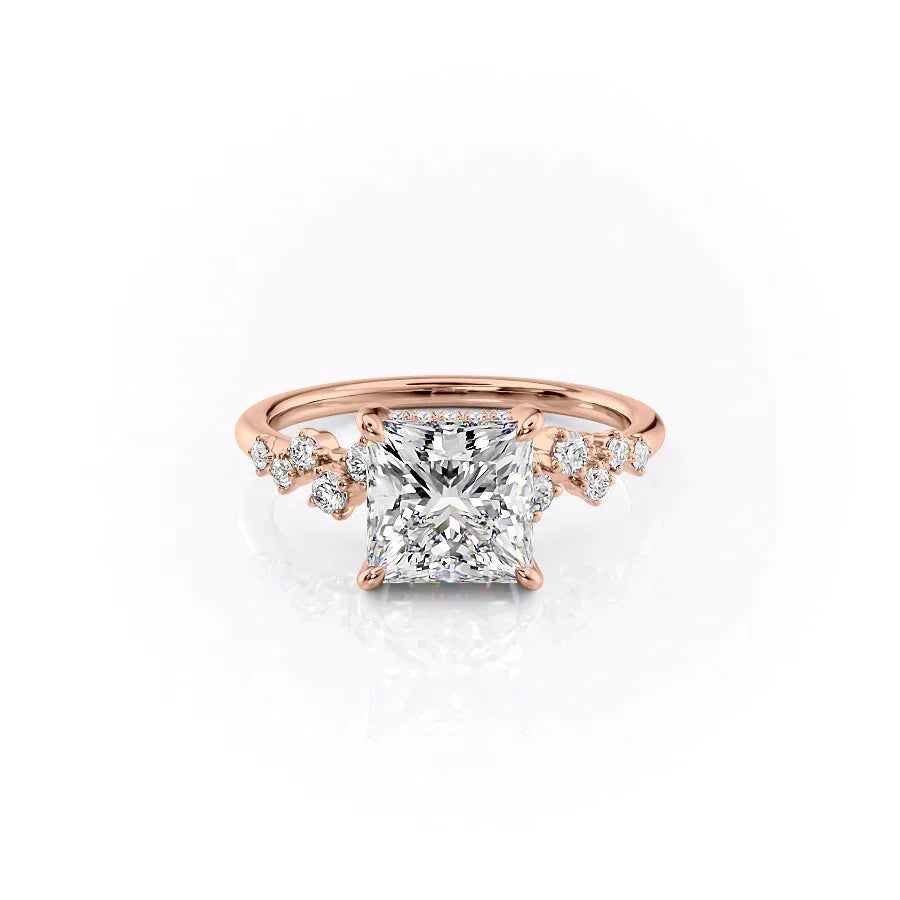 The Mia Set With A 2.5 Carat Princess Lab Diamond