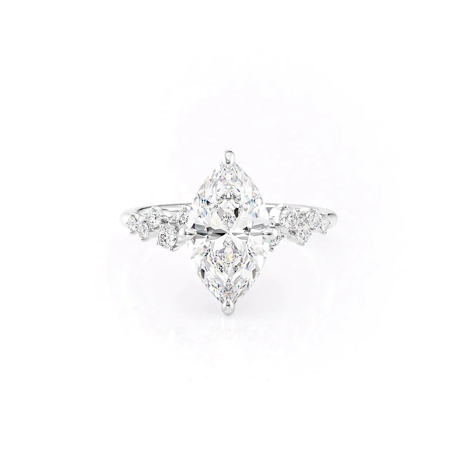 The Mia Set With A 2.5 Carat Marquise Lab Diamond