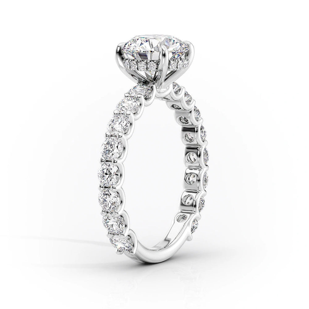 The Adelle Set With A 2 Carat Elongated Cushion Moissanite