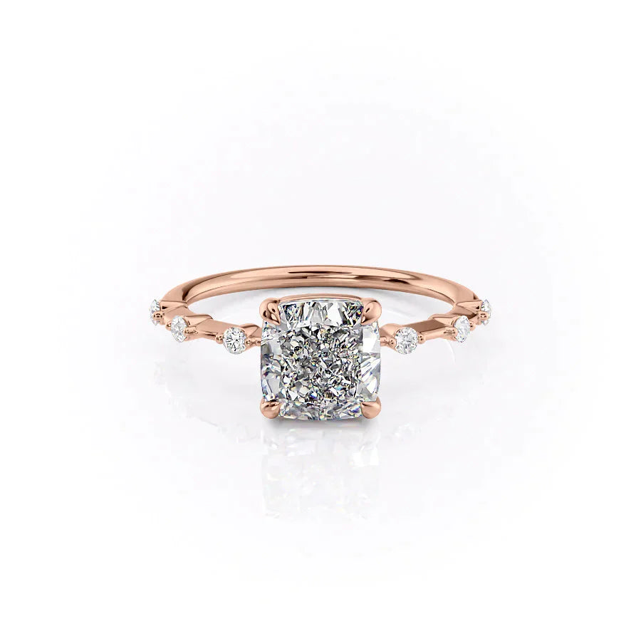The Penelope Set With A 3 Carat Cushion Lab Diamond