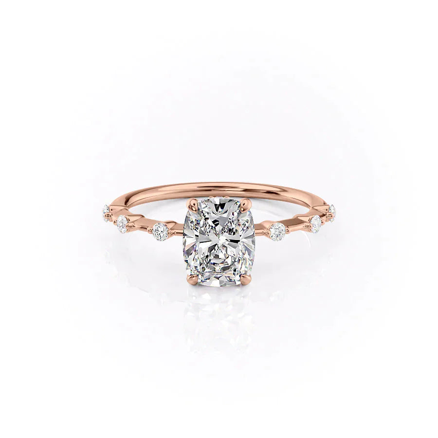 The Penelope Set With A 2.5 Carat Elongated Cushion Moissanite