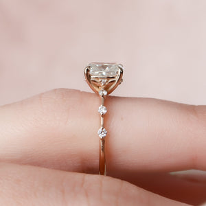 The Penelope Set With A 1.5 Carat Elongated Cushion Moissanite