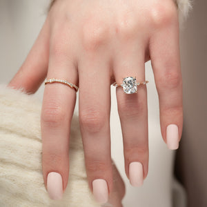 The Penelope Set With A 1.5 Carat Elongated Cushion Moissanite