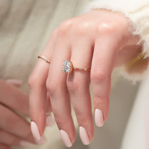 The Penelope Set With A 1.5 Carat Elongated Cushion Moissanite