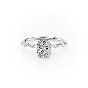 The Penelope Set With A 2.5 Carat Elongated Cushion Moissanite
