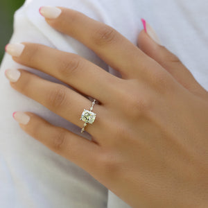 The Penelope Set With A 4.5 Carat Elongated Cushion Moissanite