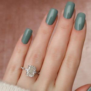 The Penelope Set With A 4.5 Carat Elongated Cushion Moissanite