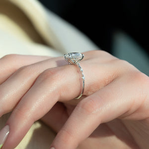 The Penelope Set With A 4.5 Carat Elongated Cushion Moissanite