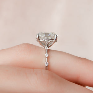 The Penelope Set With A 4.5 Carat Elongated Cushion Moissanite