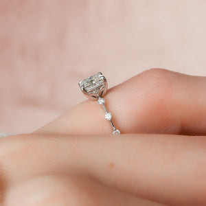 The Penelope Set With A 4.5 Carat Elongated Cushion Moissanite