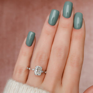 The Penelope Set With A 4.5 Carat Elongated Cushion Moissanite