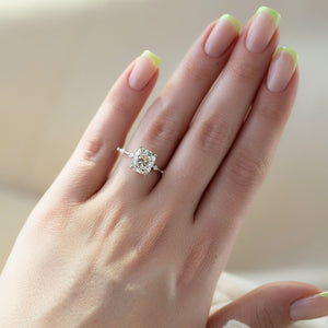 The Penelope Set With A 4.5 Carat Elongated Cushion Moissanite