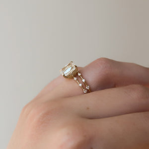 The Penelope Set With A 2.5 Carat Elongated Cushion Moissanite