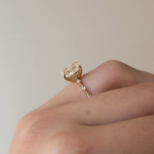 The Penelope Set With A 2.5 Carat Elongated Cushion Moissanite