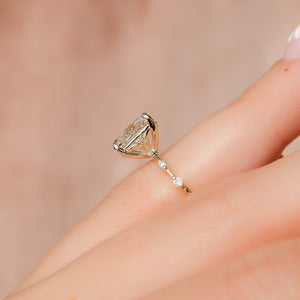 The Penelope Set With A 2.5 Carat Elongated Cushion Moissanite