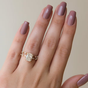 The Penelope Set With A 2.5 Carat Elongated Cushion Moissanite