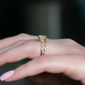 The Penelope Set With A 2.5 Carat Elongated Cushion Moissanite