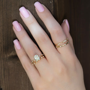 The Penelope Set With A 2.5 Carat Elongated Cushion Moissanite