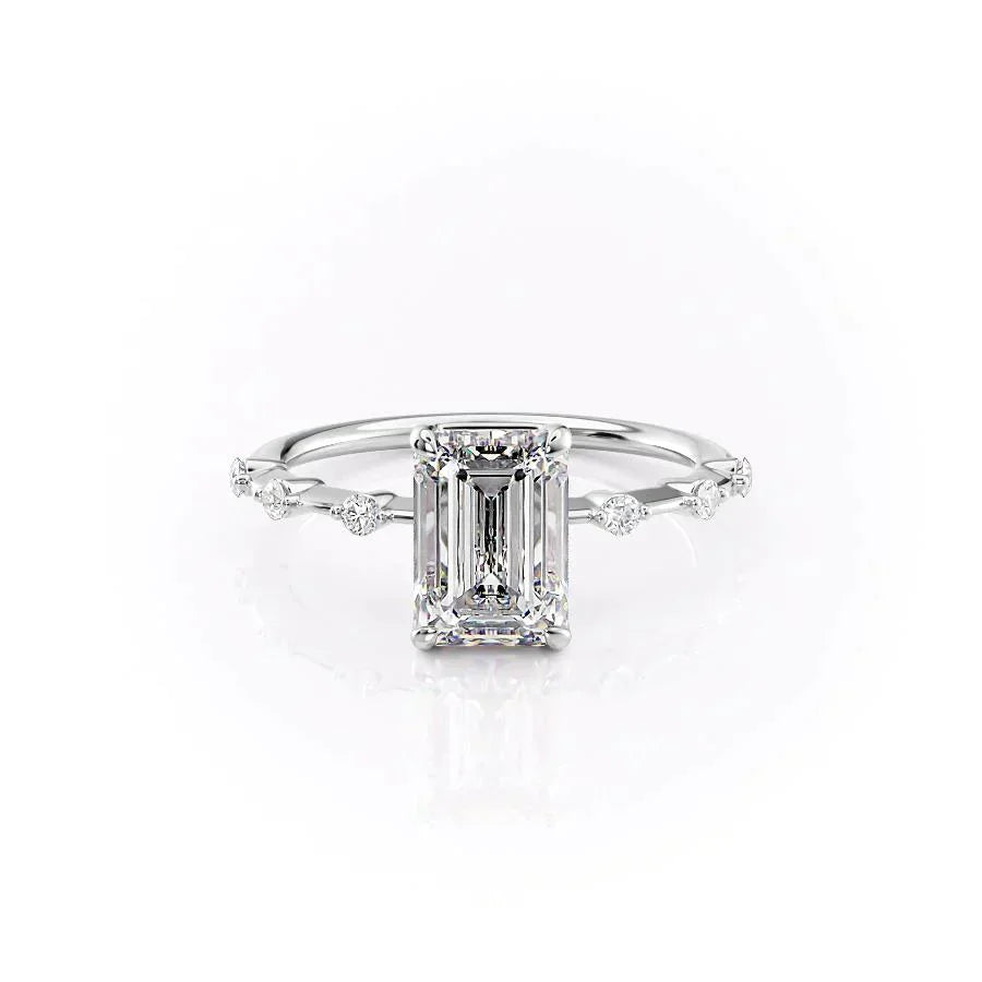 The Penelope Set With A 1.5 Carat Emerald Moissanite