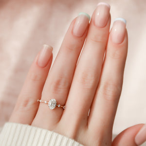 The Penelope Set With A 1 Carat Oval Lab Diamond