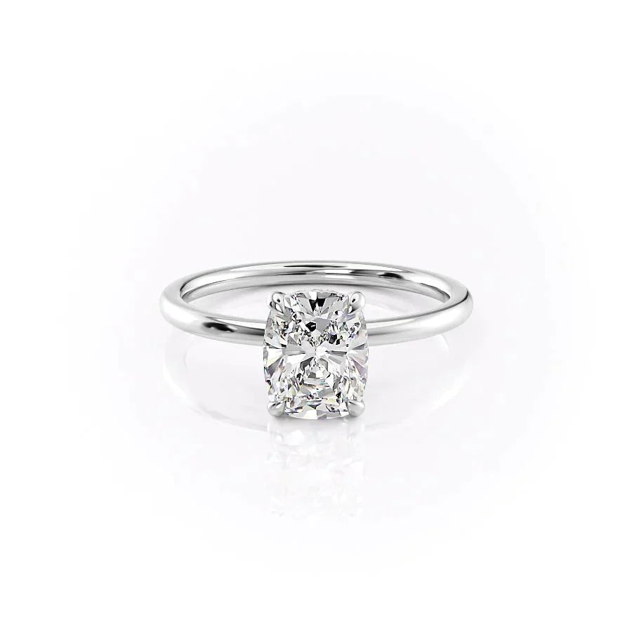 The Nelly Set With A 3.5 Carat Elongated Cushion Moissanite